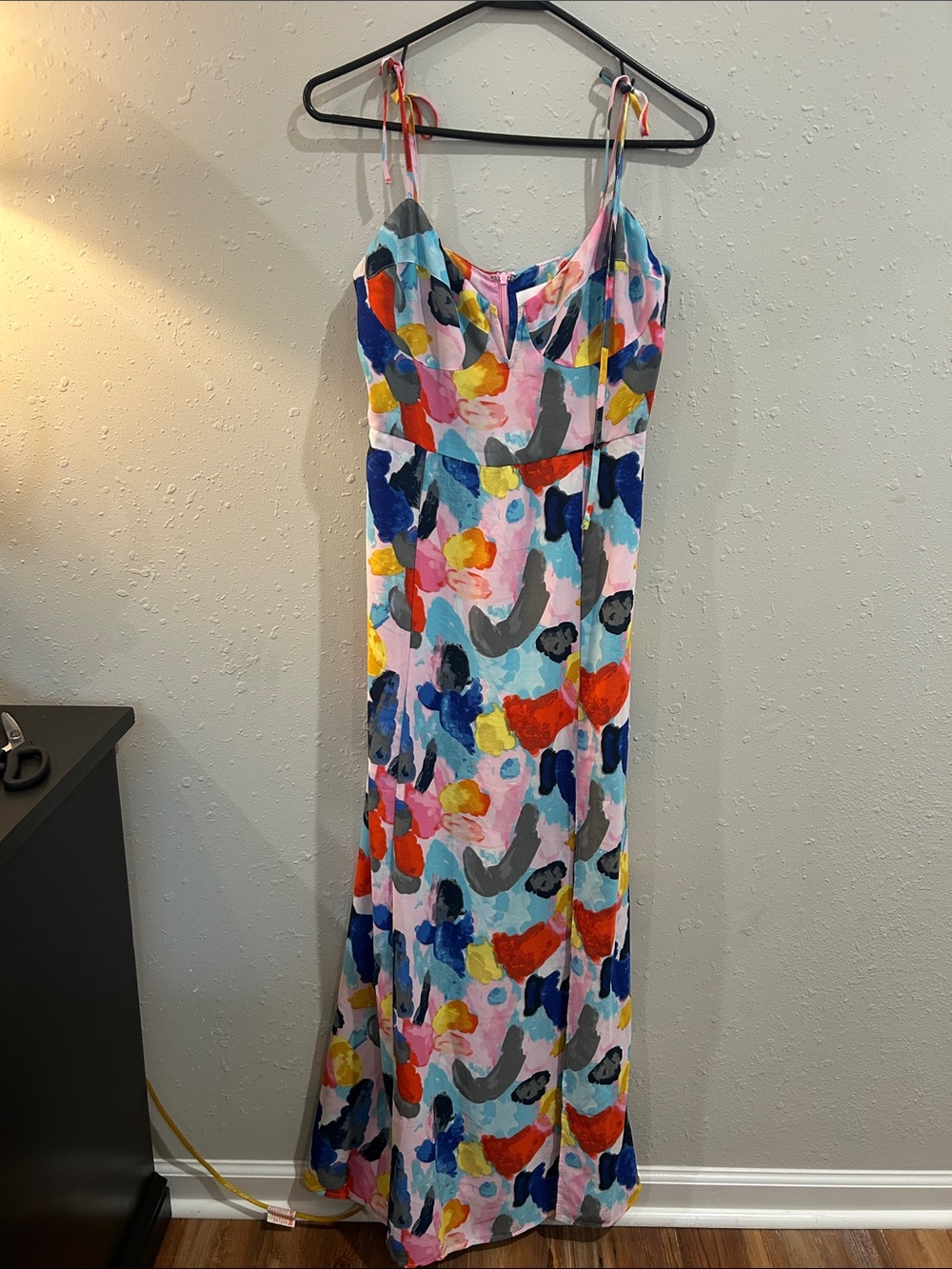 Buddy Love Multicolor Abstract Print Maxi Dress — Pink, Blue, Yellow, Red